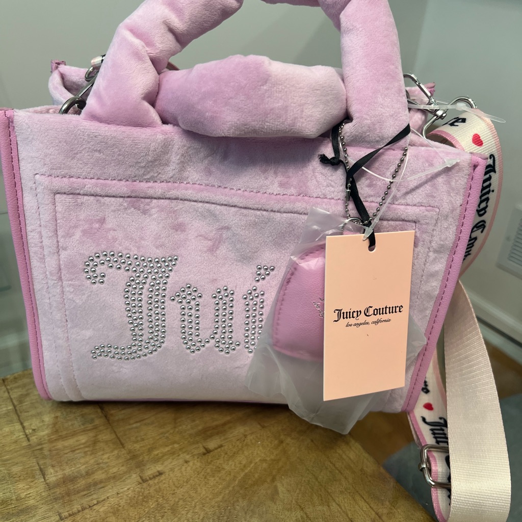 Juicy Couture Pink Velvet Women's Bag With Strap Keychain